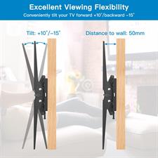 PERLESMITH PSMT2 TV Wall Bracket Tilt, TV Mount for Most 26-65 inch Flat and Curved TVs up to 60KG, Max VESA 400X400mm, 