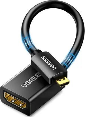 UGREEN Micro HDMI to HDMI Adapter, Male to Female Cable HDMI 2.0 4K@60Hz HDR 3D Dolby 18Gbps High Speed Compatible with Raspberry Pi 5/Pi 4//Pi 500 GoPro Hero 7 6/Retroid Pocket 3+, 0.6FT