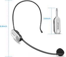Bietrun UHF Wireless Microphone Headset, 165ft Range, Working Time 6H, 1/4''Plug, Wireless Headset Mic ＆Handheld Mic 2 in 1, for Karaoke Speaker, Amplifier, Mic Speakers