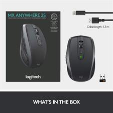 Logitech MX Anywhere 2S Wireless Mouse Use On Any Surface, Hyper-Fast Scrolling, Rechargeable, Control Up to 3 Apple Mac and Windows Computers and Laptops (Bluetooth or USB)