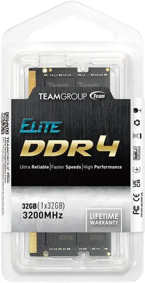 TEAMGROUP Elite DDR4 32GB Single 3200MHz PC4-25600 CL22 Unbuffered Non-ECC 1.2V SODIMM 260-Pin Laptop Notebook PC Computer Memory Module Ram Upgrade 