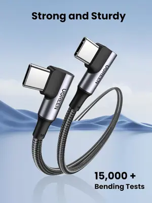 UGREEN USB C to USB C Cable Right Angle 100W Fast Charge 90 Degree Type C Power Data Lead Compatible with MacBook Pro/Air, iPad Pro 2025, iPhone Air/17/16, Galaxy S25/S24 Ultra, Pixel 9 (3M)
