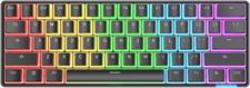 STK61 60% Bluetooth 5.0/USB Wired Dual Mode Mechanical Keyboard, Pudding PBT Keycaps, 61 Keys Compact Gaming Keyboard, Long Rechargeable Battery Life, USB Type C Cable Included, Blue Switch, Black