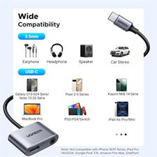UGREEN USB C to 3.5mm Headphone and Charger Adapter 2 in 1 Type C to Aux Audio Jack with PD 60W Fast Charging Dongle for Headphone Earbud Compatible with Samsung S25/24 Ultra iPad Pro Air
