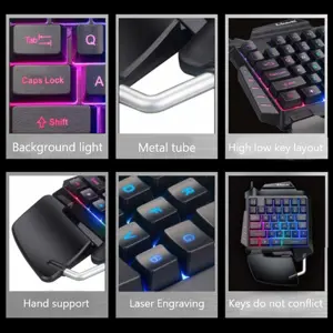 Mini One-Hand Mechanical Keyboard Gaming Keyboard 35 Keys Colorful Backlit Game Keyboard G92 Black