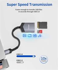 JSAUX USB 3.0 SD to SD/Micro Card Adapter 5Gbps 2TB Capacity TF SD Micro SD