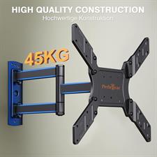 Perlegear PGMFK6 TV Wall Mount for 26-60 Inch LED LCD OLED Screens, Tilting and Swivelling TV Wall Mount with Max VESA 400 x 400 mm Capacity 45 kg