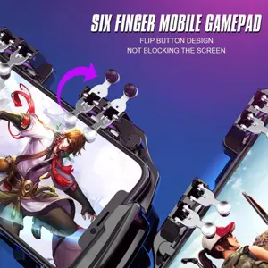 PUBG Mobile Controller Joystick Turnover Button Gamepad for PUBG iOS Android Six Finger Operating Gamepad With Cooling Fan