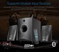 F&D F210X 2.1 Channel Multimedia Speaker (Black) | Wireless Bluetooth Speakers | Subwoofer Satellite Speakers/LED Display/USB/SD Card | Home Theatre | Powerful Bass | Speaker for Laptop, Pc & Mobile
