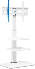 FITUEYES FT-S3602MW Floor TV Stand with IRON BASE 3 Shelves for 32 to 65 Inch Screens Swivel Tilt Adjustable Height Hold 40kg Max VESA 600x400mm - White