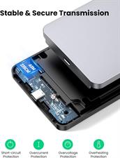 UGREEN Hard Drive Enclosure for 2.5" SATA SSD HDD Aluminum USB C to SATA Adapter USB 3.1 Gen 2 Support UASP SATA III Compatible with WD Seagate Toshiba Samsung Hitachi PS4 Xbox PC Tool Free