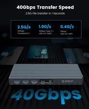 ORICO Thunderbolt 3 Dock 9-in-1 Dual M.2 NVMe/NGFF Enclosure, ORICO USB C Docking Station 40Gbps, 8K@60Hz Display or 4K@60Hz Dual Display, 60W Charging Power for Laptop, 15W for Smartphone