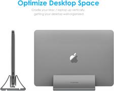 LENTION Aluminum Space-Saving Vertical Desktop Stand Compatible MacBook Air/Pro 13 15, MacBook 12, iPad Pro 12.9, Surface Book, Chromebook and 11 to 17-inch Laptops (Space Gray)