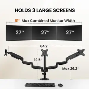 ErGear Triple Monitor Mount for 13-27 inch Screens, Premium Aluminum Triple Monitors Stand up to 17.6 lbs, Sturdy 3 Monitor Desk Mount with Swivel, Tilt, Rotation, Max VESA 100x100mm (Used)