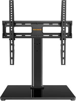 PERLEGEAR PGTVS09 Tabletop TV Stand, Supports 24-60 Inches, Load Capacity 88.2 lbs (40 kg), Height Adjustable, Left and Right Oscillation, Low Type, Wall Mounting, VESA 15.7 x 15.7 inches (400 x 400 mm)