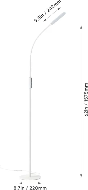 LED Floor Lamp with 3 Color Temperatures & 5 Brightness Levels, Gladle Dimmable Tall Bright Light for Living Room Bedroom Office, Adjustable Minimalist Reading Standing Lamp Works with Smart Plug