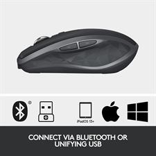 Logitech MX Anywhere 2S Wireless Mouse Use On Any Surface, Hyper-Fast Scrolling, Rechargeable, Control Up to 3 Apple Mac and Windows Computers and Laptops (Bluetooth or USB)