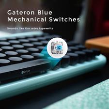 LOFREE Wireless Mechanical Bluetooth Keyboard, Wireless/Wired USB Rechargeable 79 Keys Blue Switches with Adjustable White LED Backlit, Retro Round Keycaps Keyboard for Windows/Android/Mac/iOS, Blue & Black