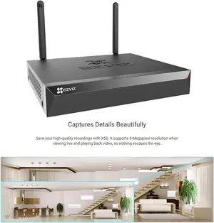 EZVIZ CS-X5S-4W Wireless Network Video Recorders with HDMI & VGA Outputs, Wi-Fi Range up to 300 ft.(100 m),Supports 5-Megapixel Cameras, Up to 8TB Storage