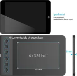  XP-PEN G640S Graphics Pen Tablet with Battery-Free Stylus 8192 Pressure 6x4 Inch Digital Tablet with 6 Customized Hot Keys for Chrome, Mac, Windows PC and Android
