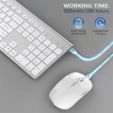 JOYACCESS Wireless Keyboard and Mouse e Combo with 500mAh Batteries,Portable Slim,Reliable 2.4Ghz,Silent Ergonomic Mouse for PC/Laptop/Smart TV/Gaming-White Silver
