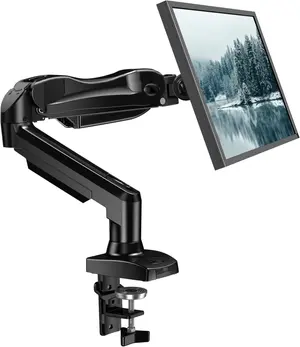 HUANUO HNSS6 Single Monitor Mount, 13 to 32 Inch Monitor Arm, Adjustable Monitor Stand, Vesa Mount with Clamp and Grommet Base - Fits 4.4 to 19.8lbs LCD Computer Monitors