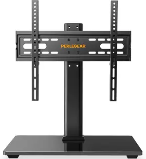 Perlegear PGTVS04 Universal TV Stand for 32-60 Inch LCD/LED TVs, Table Top Swivel Tv Stands Holds 40 KG, Max VESA 400x400mm, with Tempered Glass Base & Wire Management