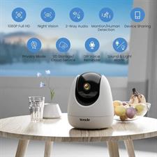 Tenda CP3 Security Pan/Tilt Smart Camera, 360° All-Round Vision, 1080P HD, Motion Detection, Two-Way Audio, Night Vision, Voice Customization, Micro SD Card and Cloud Storage (Wireless)