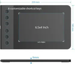  XP-PEN G640S Graphics Pen Tablet with Battery-Free Stylus 8192 Pressure 6x4 Inch Digital Tablet with 6 Customized Hot Keys for Chrome, Mac, Windows PC and Android