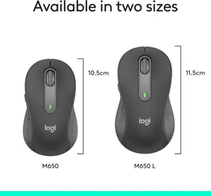 Logitech M650 Left Handed Wireless Mouse Signature  L Full Size Battery, Silent Clicks, Customizable Buttons, Bluetooth, PC/Mac/Chromebook - Graphite, Large (USED)