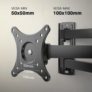 Perlegear PGXSF1 TV Wall Bracket for Most 10-30 inch TVs or Monitors up to 20kg, Full Motion TV bracket Swivels Tilts Extends Rotates, Fits VESA 50x50mm/75x75mm/100x100mm