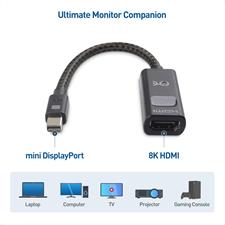 Cable Matters Active 8K Mini DisplayPort 1.4 to HDMI 2.1 Adapter 48Gbps, Support 4K 120Hz / 8K 60Hz, Mini DisplayPort to HDMI 2.1 Cable Adapter in Black
