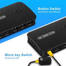 DGODRT HDMI USB KVM Switch 2 Port Selector Box for 2 Computers Share Keyboard Mouse Printer and 1 HD 4K Monitor, 2 KVM Cables 