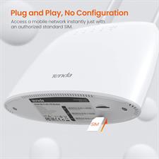 Tenda 4G06 300 Mbps 4G Volte Cat 4 Mobile Wi-Fi Router, 4G LTE Router, Sim Slot Unlocked, No Configuration Required, RJ11 Ports Voice