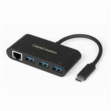 Cable Creation USB 3.1 Type-C to USB 3.0X3 with Gigabit Ethernet Adapter - (Black)