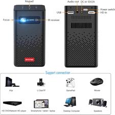 BYINTEK P20 Mini DLP Projector HD LED Wi-Fi Film Battery Operated Portable Projector Supports Full HD 1080P 4K Android 9.0 OS Wireless Display for Smartphone Tablet & PC