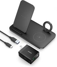 Anker Wireless Charging Station with Adapter, PowerWave 3-in-1 Qi-Certified Stand for iPhone 14 Series, AirPods Pro, Apple Watch Series 1-6 (Watch Charging Cable Not Included) 