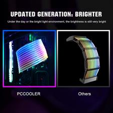 Pccooler Power Supply Sleeved Cable, Customization 24 Pin Atx Rgb Cable Extension Kit 16Awg, 5V 3Pin Synchronized Psu Cable For Rgb Software From All Major Motherboard Cable Management