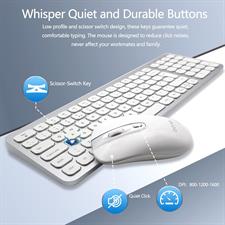 EONO Wireless Keyboard and Mouse Set Ultra Slim Cordless Mouse and Keyboard Combo, Quiet Keys, Adjustable DPI, Ergonomic QWERTY UK Layout Keyboard and Mouse for Windows Computer Laptop