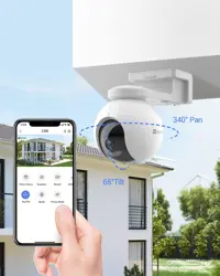 EZVIZ CB8 2K Wireless PTZ Outdoor Security Camera with Solar Panel, Battery/Solar Powered, Auto-Tracking, Color Night Vision, 2-Way Talk, Human Detection, Waterproof, 256G SD/iCloud Storage