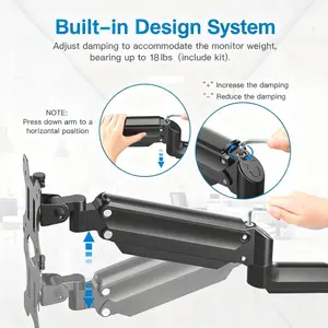 HUANUO HNWSS1 Single Monitor Wall Mount for 13 to 32 Inch Computer Screen, Gaming Monitor Wall Mount Arm Holds up to 17.6lbs, Height Adjustable Full Motion Wall Monitor Mount-VESA Mount 75x75,100x100