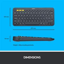 Logitech K380 Pebble Multi-Device Bluetooth Keyboard – Windows, Mac, Chrome OS, Android, iPad, iPhone, Apple TV Compatible – with Flow Cross-Computer Control and Easy-Switch up to 3 Devices –Dark Grey