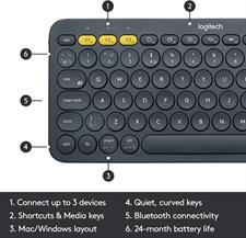 Logitech K380 Pebble Multi-Device Bluetooth Keyboard – Windows, Mac, Chrome OS, Android, iPad, iPhone, Apple TV Compatible – with Flow Cross-Computer Control and Easy-Switch up to 3 Devices –Dark Grey