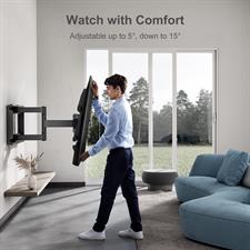 Perlegear TV Wall Bracket for 37-84 Inch Flat/Curved TVs up to 60kg, Swivel Tilt TV Bracket Max.VESA 600x400mm, Full Motion TV Wall Mount with Dual Arm