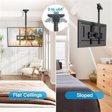 PERLESMITH PSCM2 Ceiling TV Mount for 26-65 inch Flat Screen Displays, Hanging Adjustable Ceiling TV Bracket Fits Most LCD LED OLED 4K TVs, Pole Ceiling Mount Holds up to 110lbs, Max VESA 400x400mm
