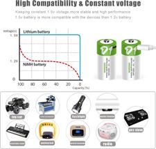 USB Rechargeable D Size Lithium ion Battery High Capacity 1.5V 12000mWh(8000mAh) 4 H Fast Charge 1200 Cycles with Type C Cable - 1 Pcs