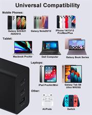 Samsung 65W 3-Port Super Fast Charging Wall Charger, GaN Adapter for Samsung Galaxy S24 Ultra/S24/S24+/S23 Ultra/S23/S23+/S22/S22 Ultra/S22+/S21 Ultra/S20 Ultra/Note 20/Z Fold 3/ laptops (White)