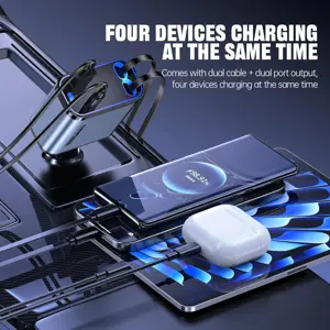 120W Retractable Car Charger with Starlight, 4 in 1 Fast Charging USB-C Car Adapter,for iPhone 17 Pro Max Air 16 15 14 13 Plus
