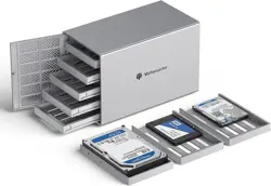 Yottamaster 5 Bay External Hard Drive Enclosure, Aluminum USB3.0 3.5" HDD Enclosure for 3.5 & 2.5 Inch SATA HDD/SSD, Support 90TB(5x18TB) Direct Attached Storage DAS, Non-RAID [PS500U3]