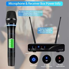 KITHOUSE J10 Wireless Microphone Karaoke System Rechargeable, UHF Metal Cordless Microphone Handheld with Volume Echo Treble BASS Control and Receiver Box for Singing Karaoke Speech Meeting